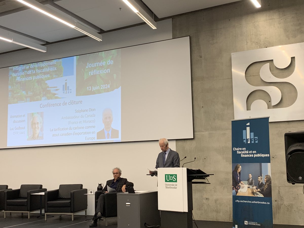 Chaire fiscalitéUdeS (@chairefiscalite) on Twitter photo La journée de réflexion CFFP 2024 – Intégrer le développement durable : de la fiscalité aux finances publiques se termine avec un échange entre <a href="/Luc_Godbout/">Luc Godbout</a> et notre conférencier d'honneur, Stéphane Dion. La journée de réflexion CFFP 2024 – Intégrer le développement durable : de la fiscalité aux finances publiques se termine avec un échange entre <a href="/Luc_Godbout/">Luc Godbout</a> et notre conférencier d'honneur, Stéphane Dion.