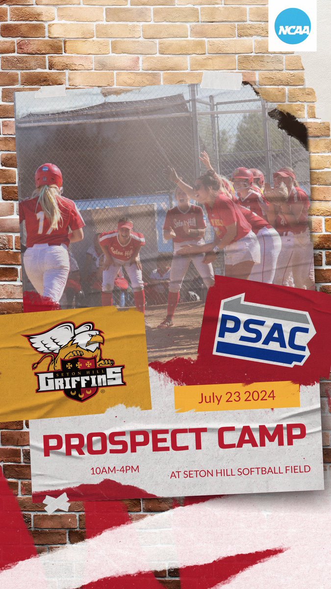 Want to be a Griffin?!  JOIN US on July 23rd from 10am-4pm 🦁🦅

Learn everything about SHUSB directly from our Players and Coaches! 🥎🤟🏻

Camp will consist of skill work and live games, with optional lunch with SHUSB!

Register through the link in our bio 🤝🏼