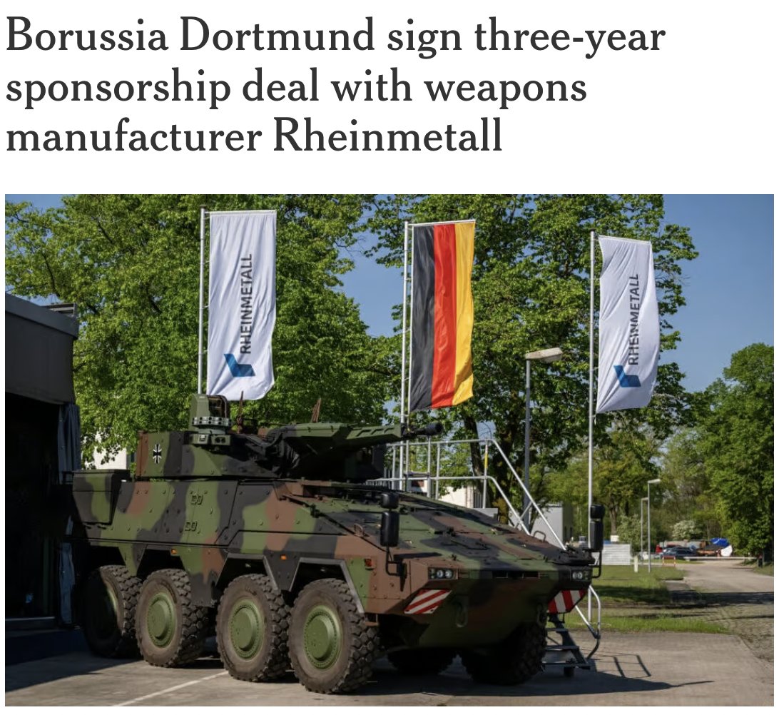 QuiverQuant's tweet photo. Somehow I missed this:

We recently published a report on a U.S. Representative buying stock in the German arms manufacturer Rheinmetall.

The same day that we posted that report, Borussia Dortmund signed a sponsorship deal with Rheinmetall. https://t.co/2nTW7rS4xZ