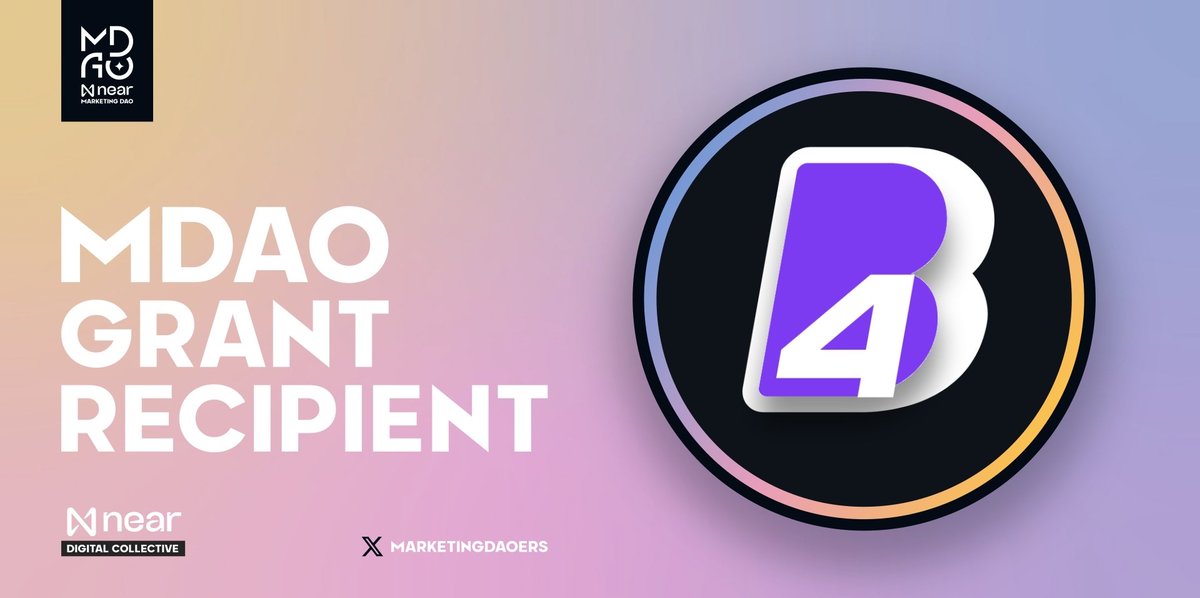kenjay60's tweet photo. New Update from @b4b_world!
B4B has just received a marketing grant for NEAR projects from @MarketingDAOers ❤️

And they feel so excited to support @NEARProtocol  founders with influencer marketing through B4B protocol 
Contact #B4BWORLD FOR MORE DETAILS.

#FDAO #BOS https://t.co/i1VqJGxFYe