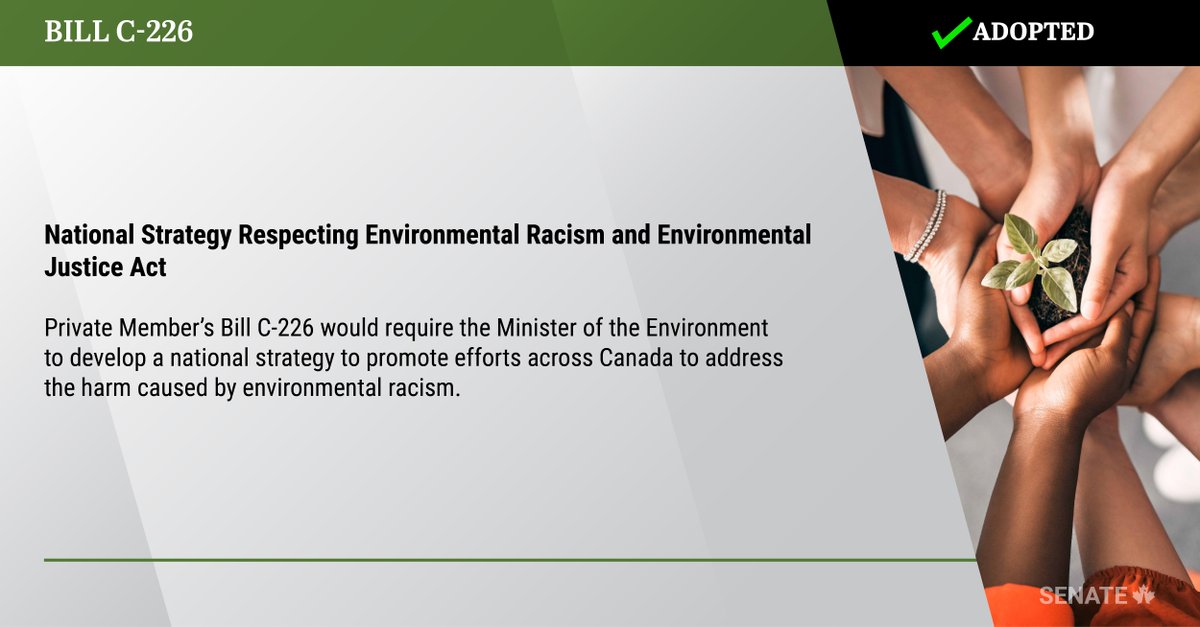 SenateCA's tweet photo. Bill #C226 has been adopted at third reading in the Senate: https://t.co/4XJDpthsVv
#SenCA #CdnPoli https://t.co/qavidMkRxK