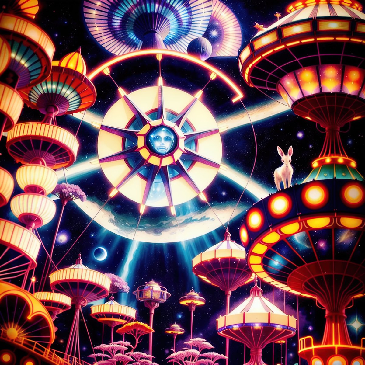 The Timeless Watcher ⏱️ 
Let the hare guide you through a journey that transcends time itself, revealing the eternal beauty of the universe.
1/1 
tomorrow #thechronicles marks FLAG DAY to endorse #AIart 🥳
Grateful to all the participants and huge shout out to our organizer and