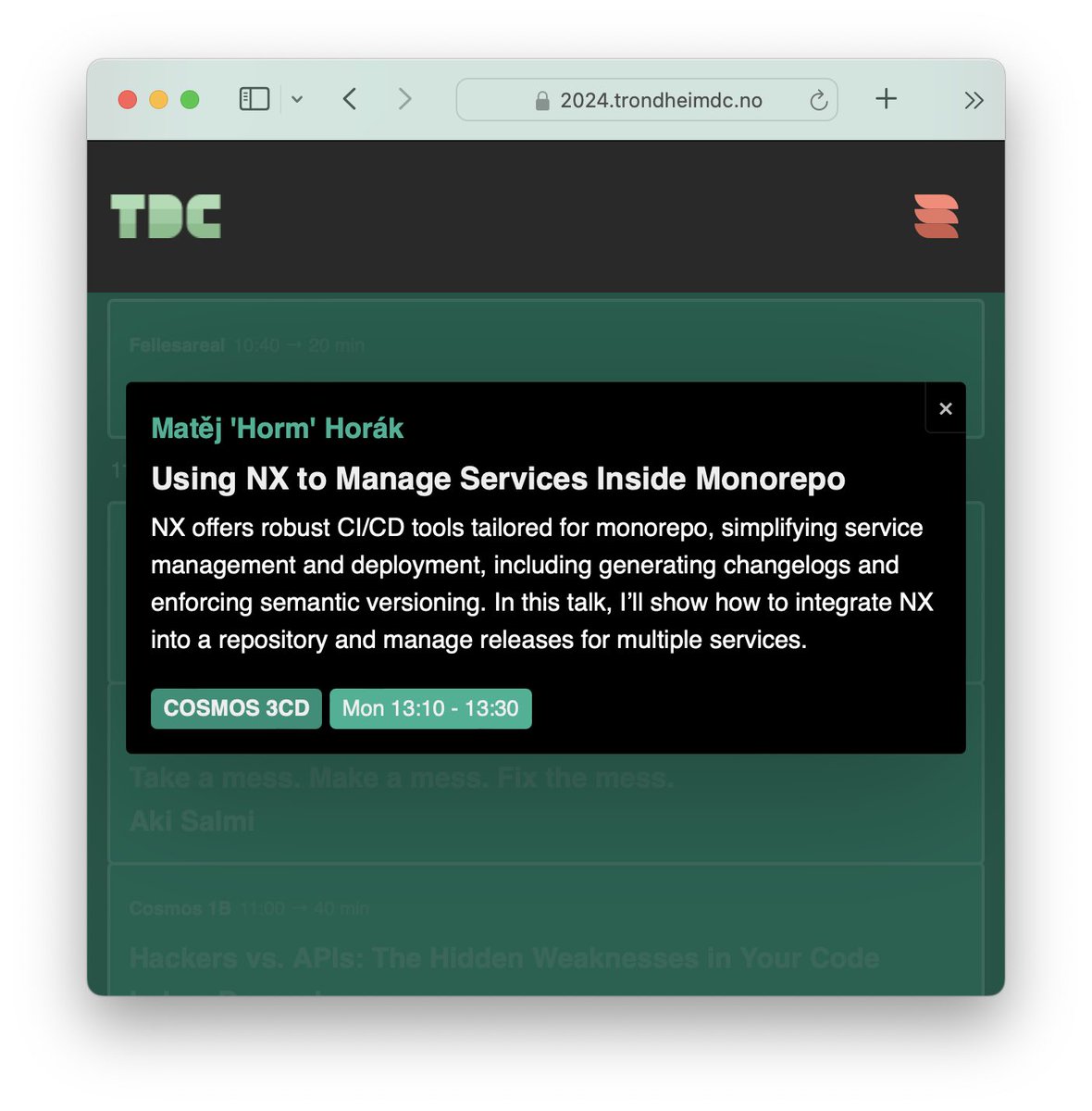 I'm excited to share I'm going to speak at ⁦<a href="/TrondheimDC/">TrondheimDC</a>⁩ and talk about using NX to manage services inside monorepo. 🎉