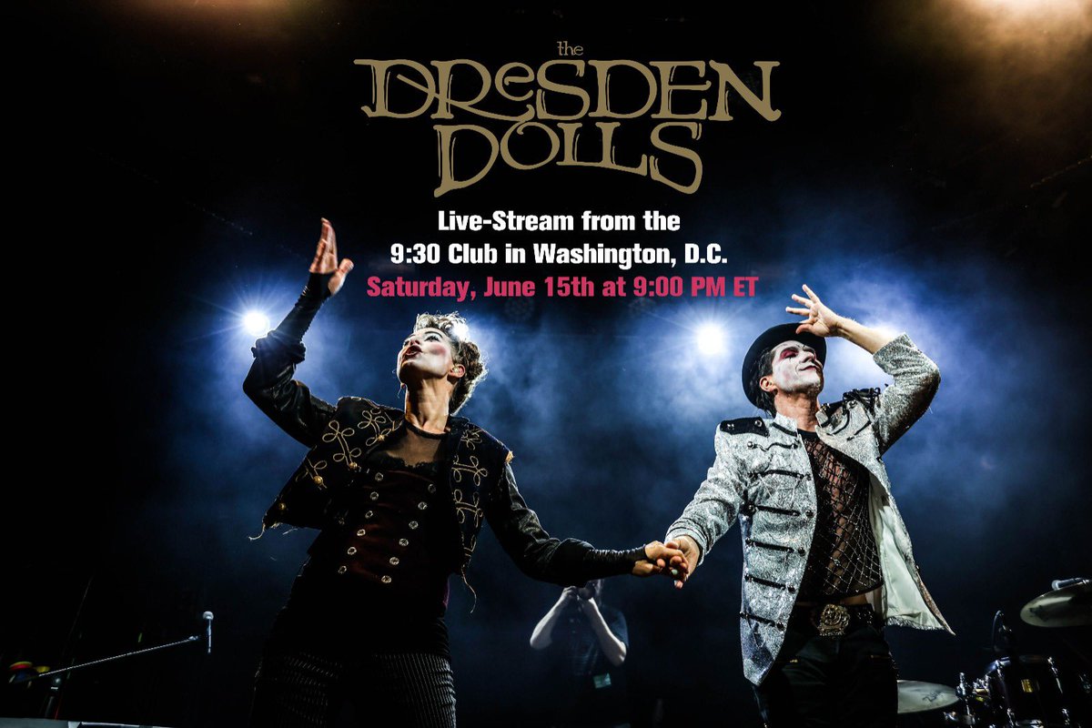Amanda Palmer 🎹 (@amandapalmer) on Twitter photo THE <a href="/DresdenDolls/">The Dresden Dolls</a> ARE STREAMING SATURDAY’S @930club SHOW FOR FREE TO THE WORLD, IN COLLAB WITH @headcountorg TO GET PEOPLE REGISTERED TO VOTE!!🎉🇺🇸💥🗽👊🥁🎹🌱
Show starts at 9pm, stream opens at 8pm on dresdendolls.com
This is one of our last shows of the year and one THE <a href="/DresdenDolls/">The Dresden Dolls</a> ARE STREAMING SATURDAY’S @930club SHOW FOR FREE TO THE WORLD, IN COLLAB WITH @headcountorg TO GET PEOPLE REGISTERED TO VOTE!!🎉🇺🇸💥🗽👊🥁🎹🌱
Show starts at 9pm, stream opens at 8pm on dresdendolls.com
This is one of our last shows of the year and one