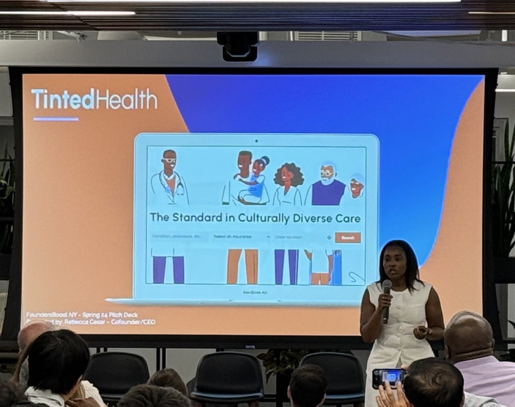 Next up this evening at the <a href="/FoundersBoostNY/">FoundersBoost NY (formerly Startup Boost NYC)</a> #DemoDay tintedhealth.com, the standard in culturally competent care.