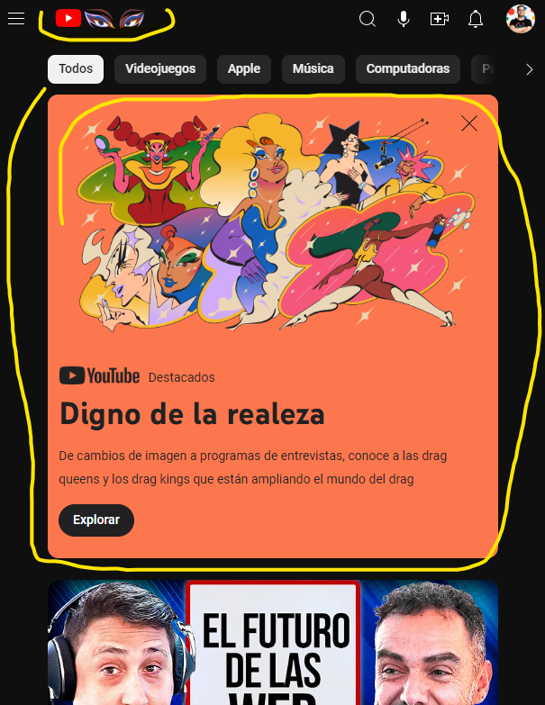 leo_tinoco_a's tweet photo. @YouTubeLATAM  quiero que mi botón de youtube me retorne a la página inicial de Youtube. Pago @YouTube  premium y esto está peor que los pop-ups publicitarios ¿Cómo elimino este botón o cambio su funcionalidad? me  causa molestia esto... https://t.co/YNTuIV25pu