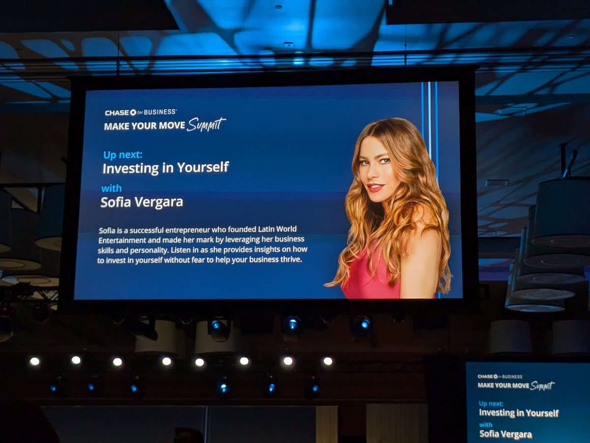 HCFoodsCo's tweet photo. What a wonderful intelligent speaker, @SofiaVergara was so funny and driven as an actress and business woman. She's starting and couple good related business this year, Latin food, cocktail and coffee. Very cool.

#ChaseBank #MakeYourMove #Summit 
#SofiaVergara https://t.co/7nkdr7B4gz