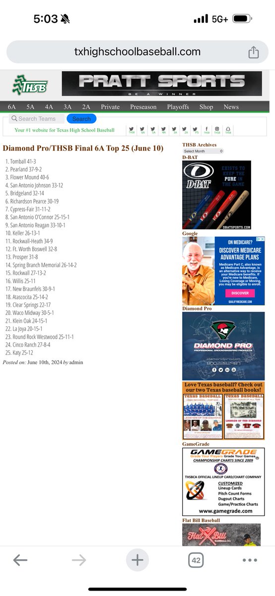 OC Baseball! Preseason: Unranked, Postseason: 8th! Something very special and a lot coming back!