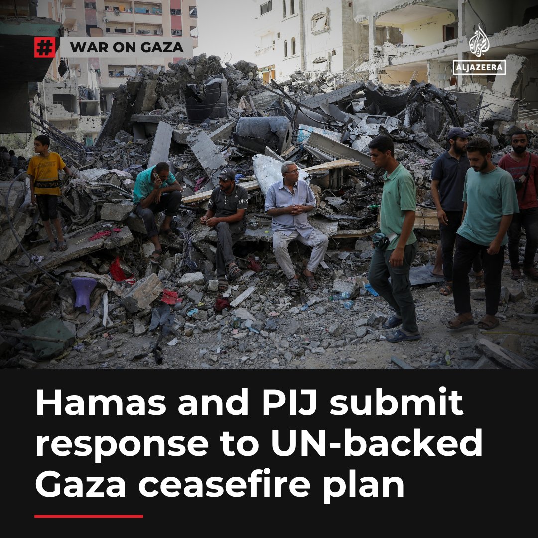 AJEnglish's tweet photo. Hamas has responded to a US-backed proposal for a Gaza ceasefire and an exchange of captives for prisoners with some “remarks” on the plan, Qatari and Egyptian mediators have said.

🔗: https://t.co/kwCiD7yCYm https://t.co/7ChAlS7LKX