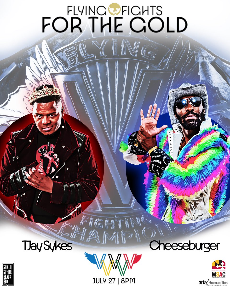 FlyingVTheatre's tweet photo. Our MAIN EVENT for FLYING V FIGHTS FOR GOLD is for the fate of the FighterVerse as The Red Prince TJAY SYKES takes on WORLD FAMOUS Cheeseburger to crown the first Flying V Fighting Champion!
🎟️: https://t.co/AfiXKBVqqG
June EARLY BIRD SPECIAL! $30 for Front Row, $25 for GA https://t.co/LlOYF18eX6