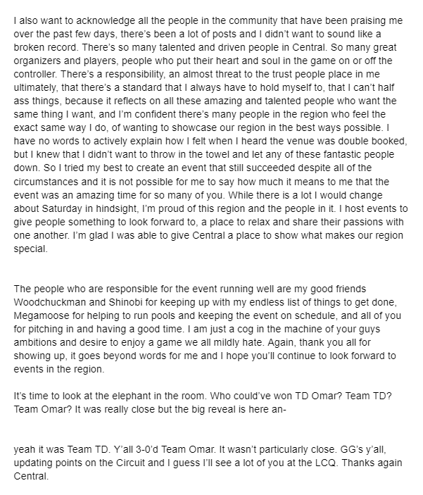 PACentralSmash's tweet photo. Quick update on which team won TD Omar, the LCQ (June 22nd), Summit (June 23rd), and more: https://t.co/u72K4UZlPJ