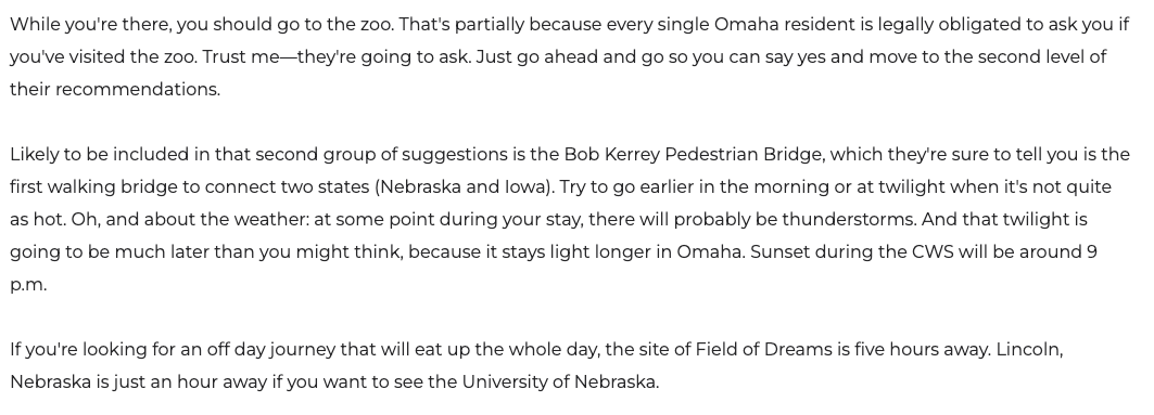 UNC made an Omaha travel guide for their fans. Think the Heels have been here alot?