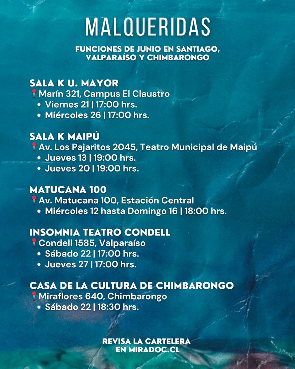 erranteprod's tweet photo. #Malqueridas | Últimas Fechas
Revisa las funciones restantes de Junio de Malqueridas, el premiado documental ganador de la Semana de la Crítica de Venecia, que reflexiona sobre los significados de la maternidad en cárceles chilenas a través de imágenes registradas con celulares https://t.co/GeTcXIN9UU