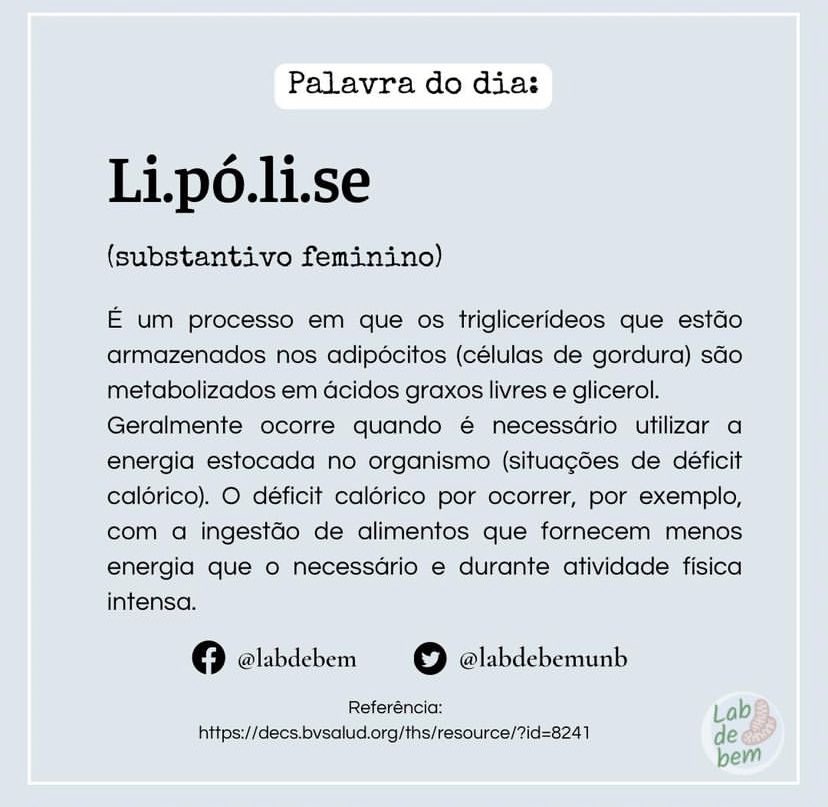 Que tal adicionarmos palavras novas ao nosso vocabulário?
No nosso último post esclarecemos alguns dos efeitos no álcool no metabolismo e como ele induz à lipólise, agora vamos entender melhor sobre esse conceito, confere aí!
#lipolise #gordura #metabolismo #divulgacaocientifica