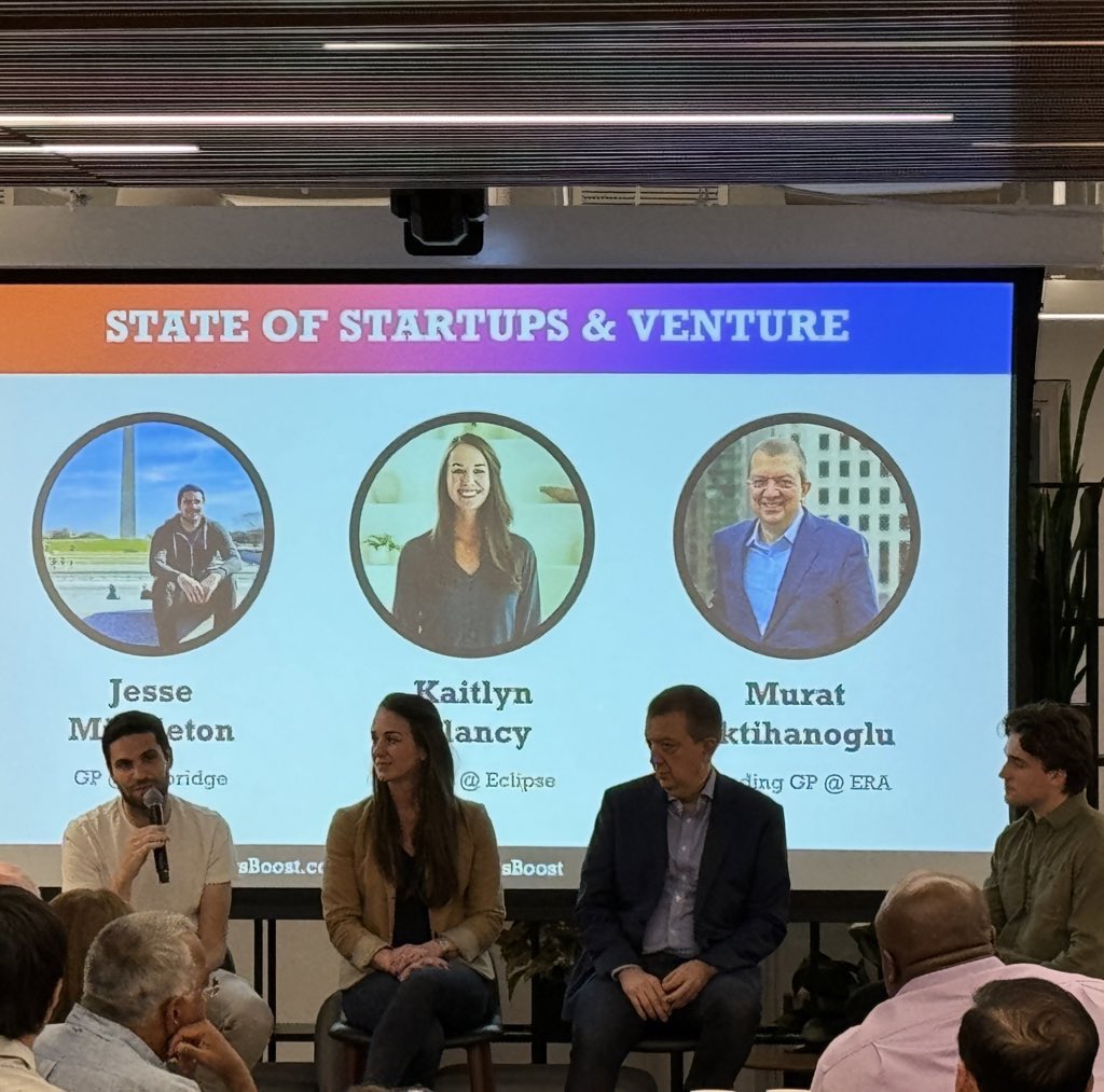 Shout out to  <a href="/srcasm/">Jesse Middleton</a> of <a href="/flybridge/">Flybridge</a> and NextWave, <a href="/kglancy001/">Kaitlyn Glancy</a> of <a href="/EclipseVentures/">Eclipse Ventures</a>, and @muratny of <a href="/eranyc/">ERA Entrepreneurs Roundtable Accelerator</a> interviewed by <a href="/SpencerChandlee/">Spencer</a> for our opening “State of Startups and Venture Panel” at our demo day!