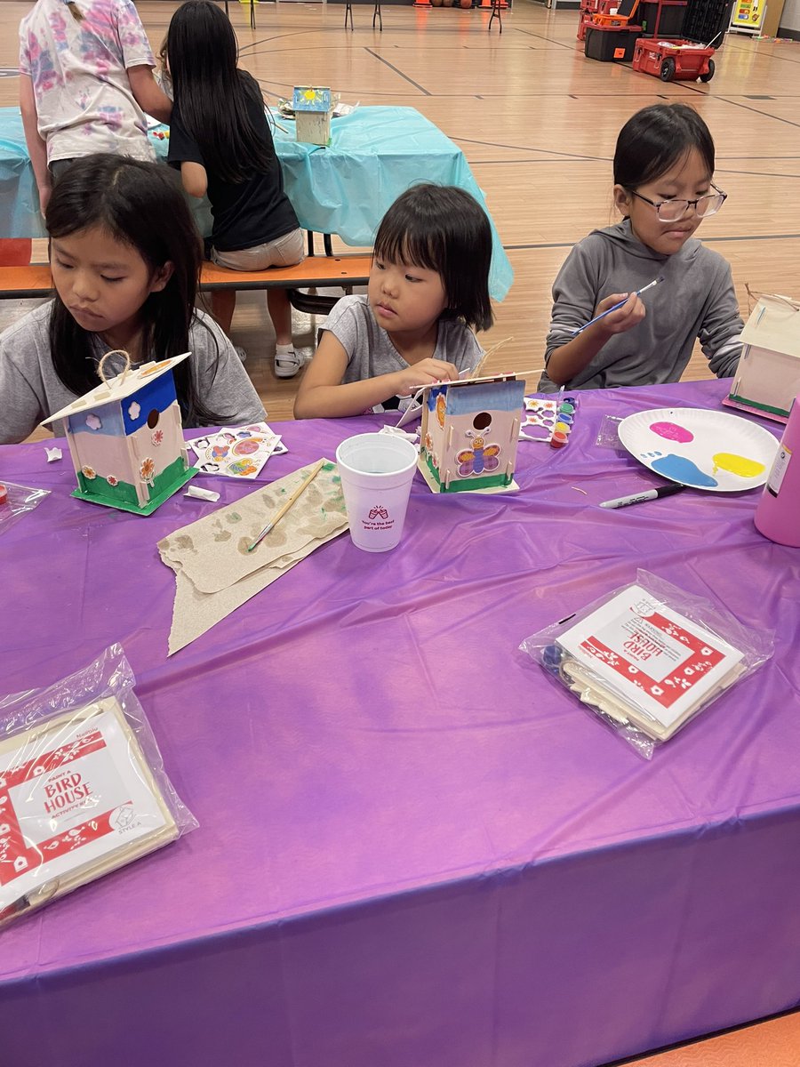 We had a great time at art camp today!! We made birdhouses, bird feeders, and started on our wind chimes! Can't wait for Thursday!🤍 🖼️