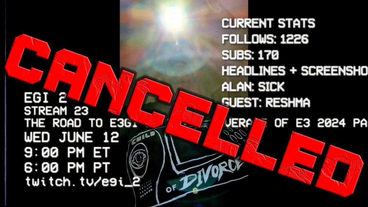 egiwithrobby's tweet photo. EGI 2 CANCELED THIS WEEK DUE TO
!!! SICKNESS !!! https://t.co/yr2IYDfZk0