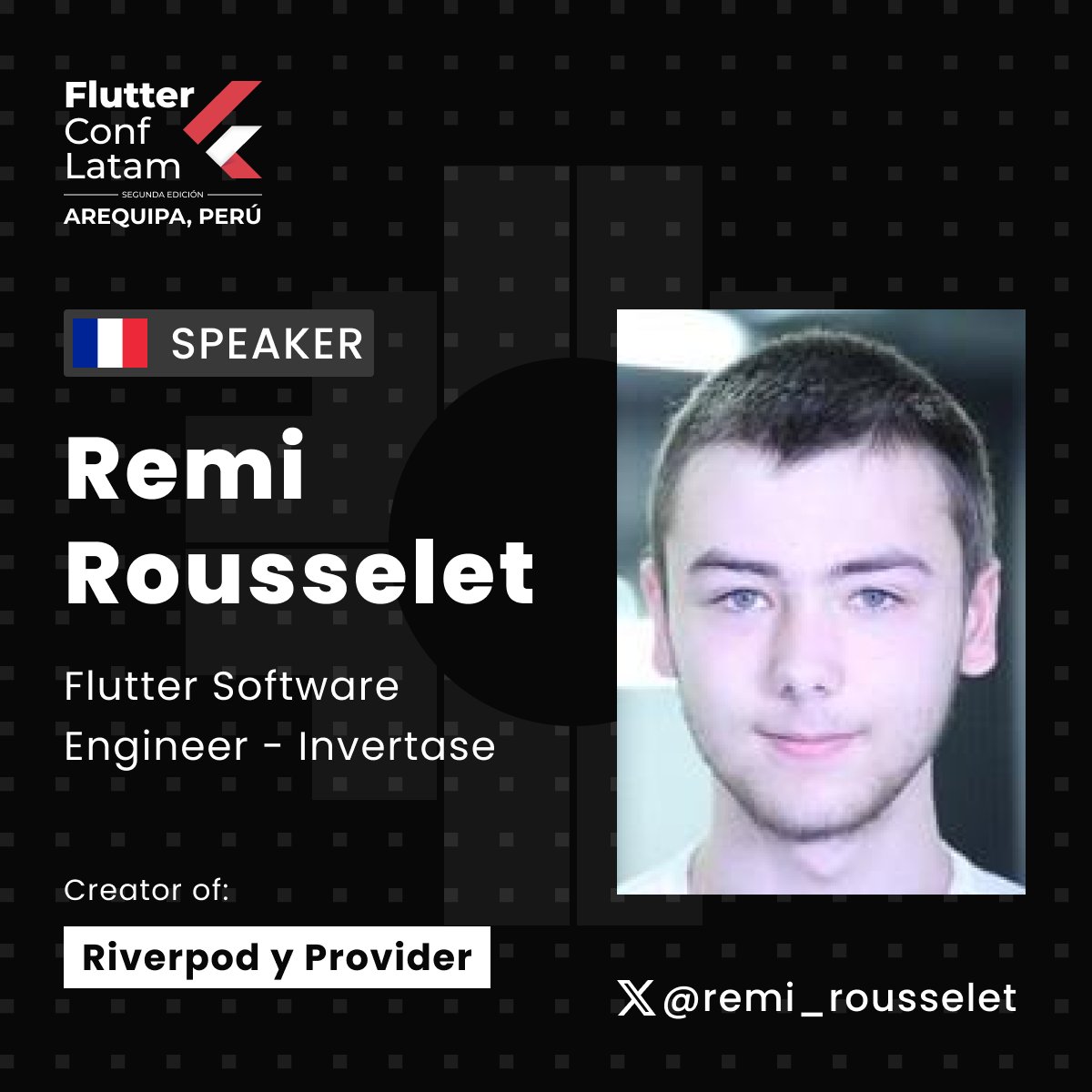 FlutterConf Latam (@flutterconflat) on Twitter photo Exclusive speaker confirmed!
We are very excited to have the presence of <a href="/remi_rousselet/">Remi Rousselet</a> 📷, creator of such famous packages as Riverpod and Provider, and a great contributor to the Flutter community
Get your ticket to know him! 👇
flutterconflatam.dev Exclusive speaker confirmed!
We are very excited to have the presence of <a href="/remi_rousselet/">Remi Rousselet</a> 📷, creator of such famous packages as Riverpod and Provider, and a great contributor to the Flutter community
Get your ticket to know him! 👇
flutterconflatam.dev
