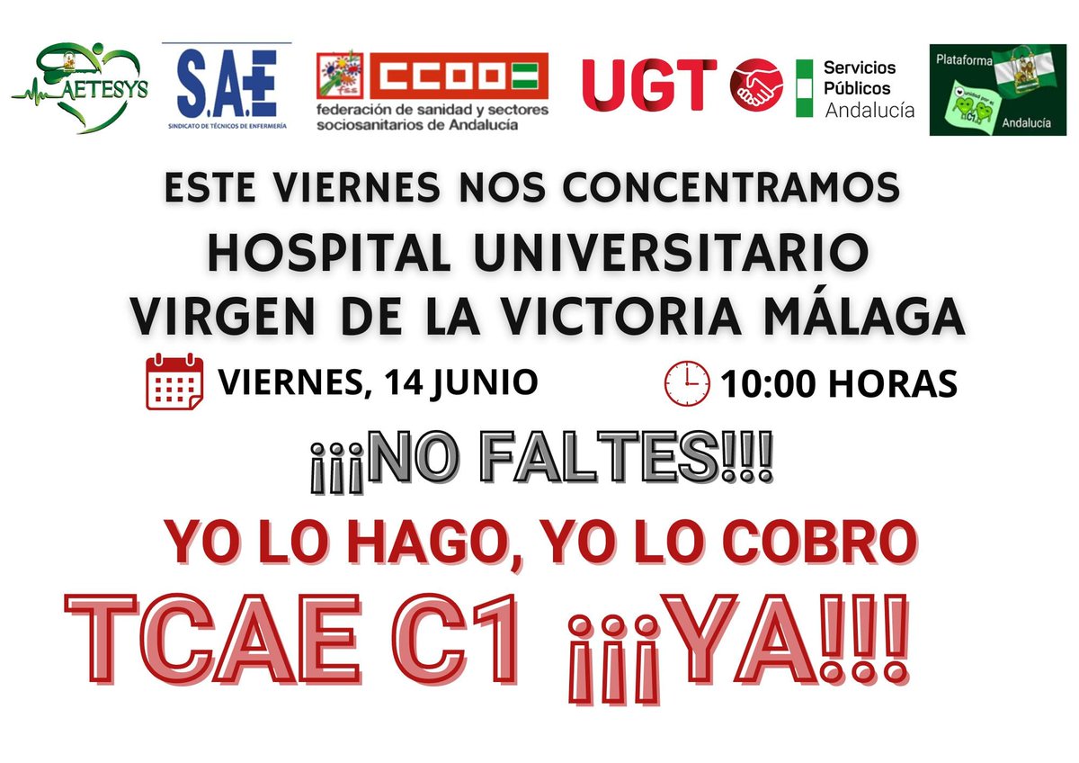 1109 días
Los TCAE de todas las CCAA debemos salir a la calle 
<a href="/LinaGarcia_AND/">Catalina García</a> <a href="/saludand/">Consejería de Sanidad, Presidencia y Emergencias</a> 
<a href="/cantabriaes/">Gobierno Cantabria</a> <a href="/JuanMa_Moreno/">Juanma Moreno</a> <a href="/mjburuaga/">M.J Sáenz de Buruaga</a>
¿Quién reclasificara?
#tcaefuncionesc1ya
DIA 13 JUNIO CANTABRIA 
DIA 14 JUNIO CORDOBA Y MALAGA 
Te unes?