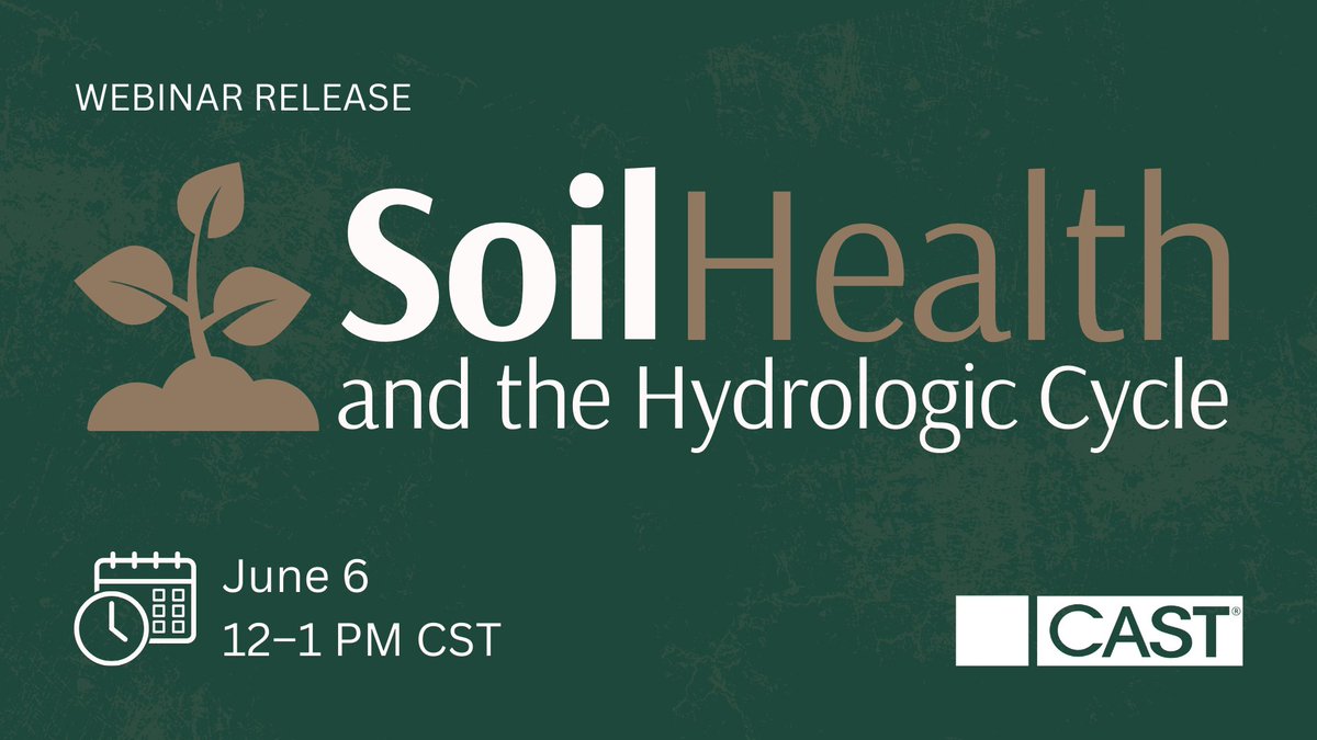CASTagScience's tweet image. Missed our webinar on soil health? Watch the recording now!

youtu.be/WbRrEOpVMl8

- Insights from experts on soil health &amp;amp; hydrologic processes.
- Panel with Briana Wyatt, Todd Peterson, Jerry Hatfield, Mitchell Hora, and Sean McMahon.

#CASTPaper #CASTWebinar #SoilHealth