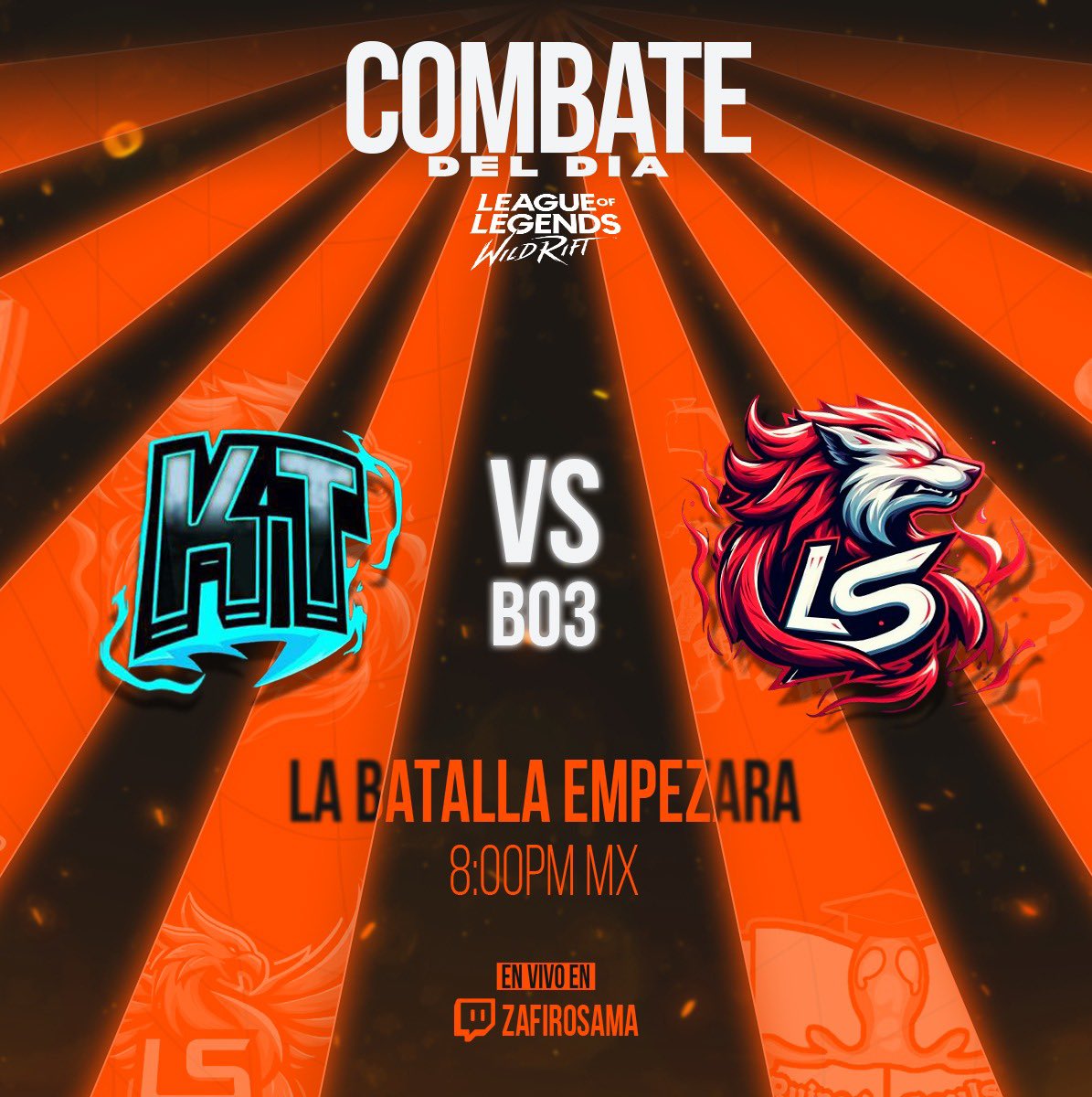 WildZcup's tweet photo. ¡Enfrentamiento de esta noche ya está aquí! 

🏆 KT vs LS 🏆

¡No te lo pierdas! En el canal de Twitch: ZafiroSama.
#WildRift #TorneoWildRift #eSports #GamingCommunity #CompetenciaGamer #GamersUnite #MobileGaming #WildRiftTorneo #WildRiftEsports https://t.co/l6ujMC9Aj2