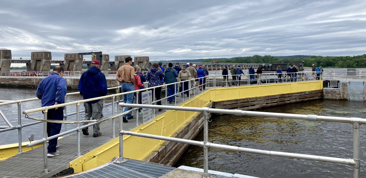 KatieSmith_MN's tweet photo. Thanks to USACE for hosting a tour at Lock &amp; Dam 5 on Mississippi River to discuss upcoming 
DNR/USFWS/USGS invasive carp deterrent project funded by LSOHC. Appreciate our many partners in this effort providing expertise, funding, &amp; support. https://t.co/LWDd0sHyjc