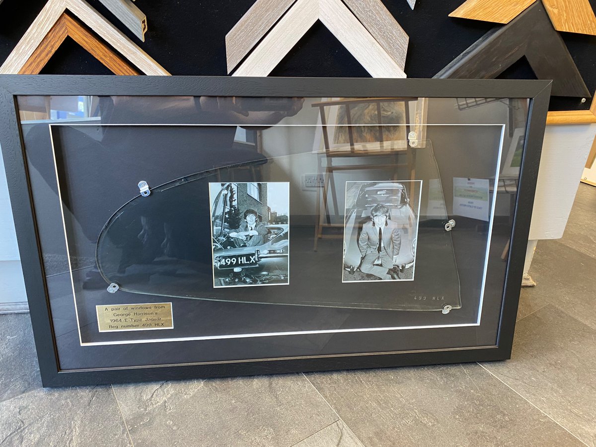 Fantastic bit of memorabilia framed recently. Window glass out of a car belonging to George Harrison!! One of a pair to be done 
#framing #memorabilia #mold #flintshire #northwales