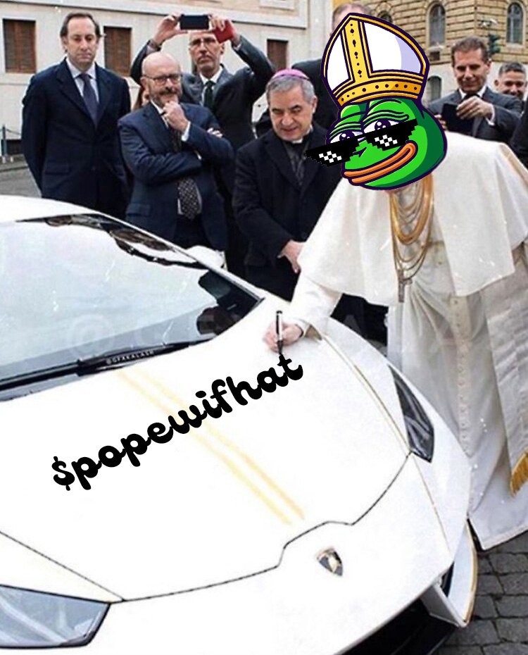<a href="/CryptoTony__/">Crypto Tony</a> It's the Pope that is dumping his bags to buy a lambo, f*ck him !
Look at <a href="/PopeWifHat_Sol/">PopeWifHat</a> with his brand new car 

#POPEWIFHAT $pepe $wif $sol