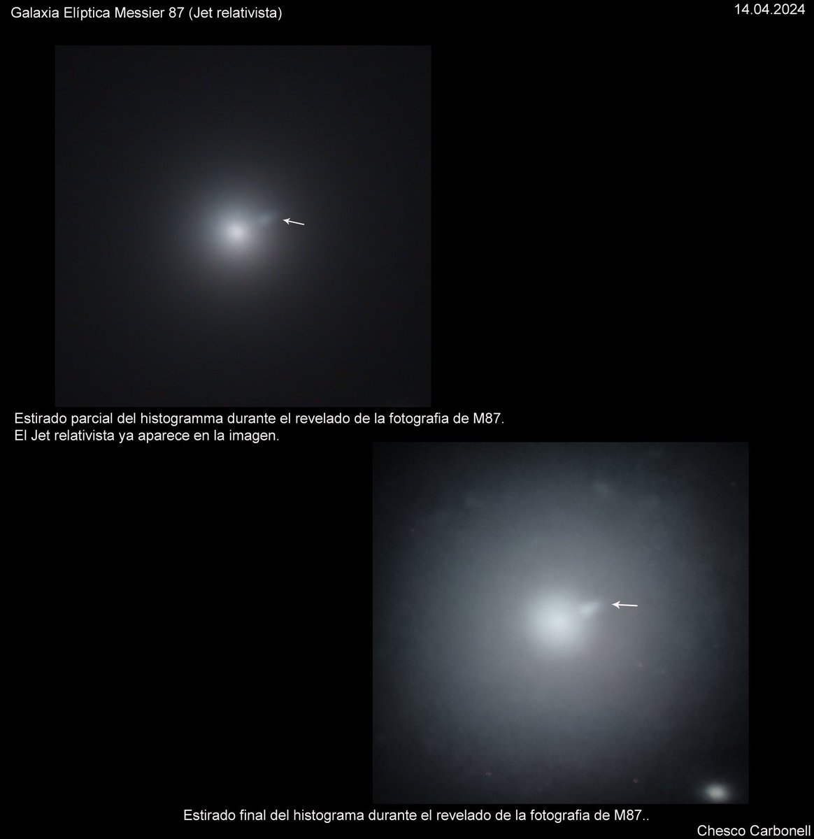 ChescoCarbonell's tweet photo. El Jet Relativista de la galaxia M87 fotografiado con un reflector de 8" de aficionado.. 📷 realizadas desde Pontons, Barcelona. #M87 #Jet #astronomia #astronomy #astrofotografia #astrophotography #Pontons #Barcelona #telescopio #telescope #cielosEsa #messier87 #ESA #NASA https://t.co/9keshDav7k