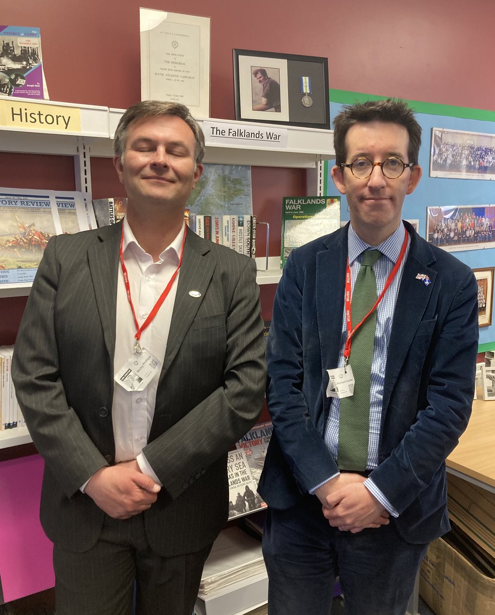 It was great to welcome Richard Hyslop <a href="/FalklandsRepUK/">FIG Representative to the UK and Europe</a> &amp; Ricky Phillips <a href="/RDPHistory/">Ricky D Phillips - Military Historian</a> to <a href="/lodgeparkacad/">Lodge Park Academy</a> to talk to Yr8 on the Falklands conflict. Richard presented us with a flag from the Falklands to add to our display honouring former student Alex Shaw who died on Mount Longdon.