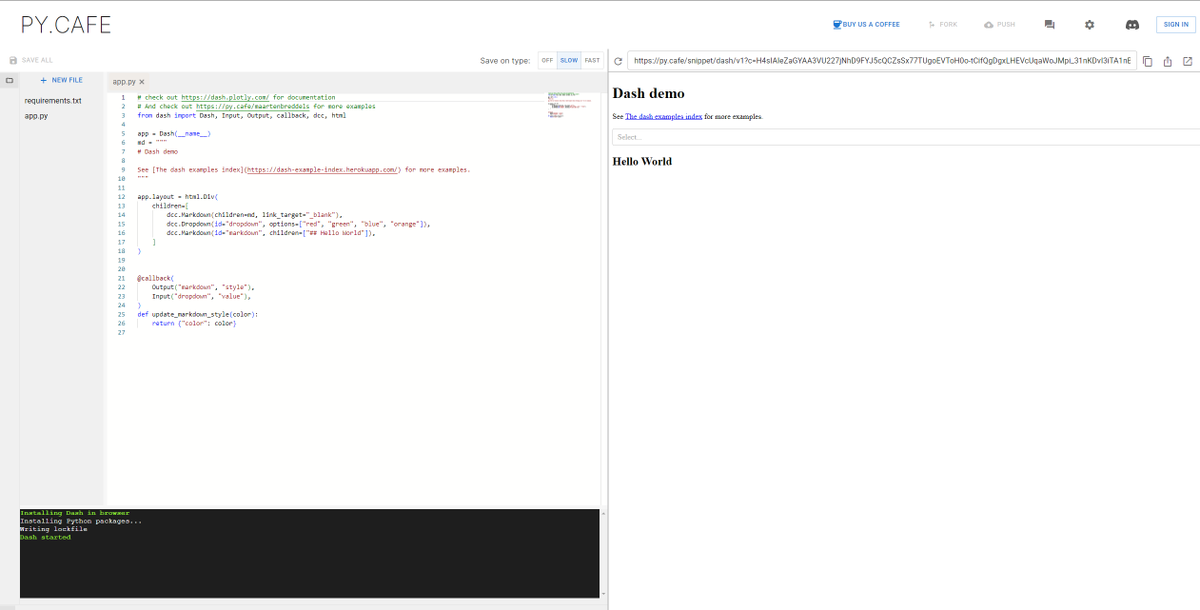 Dash/Solara/soon Streamlit in the browser!

Noice 👀