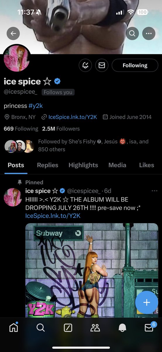 TTYLSPICE's tweet photo. ICE SPICE FOLLOWED ME!!! THANK YOU ICE!!! https://t.co/GRM9vEYHQq