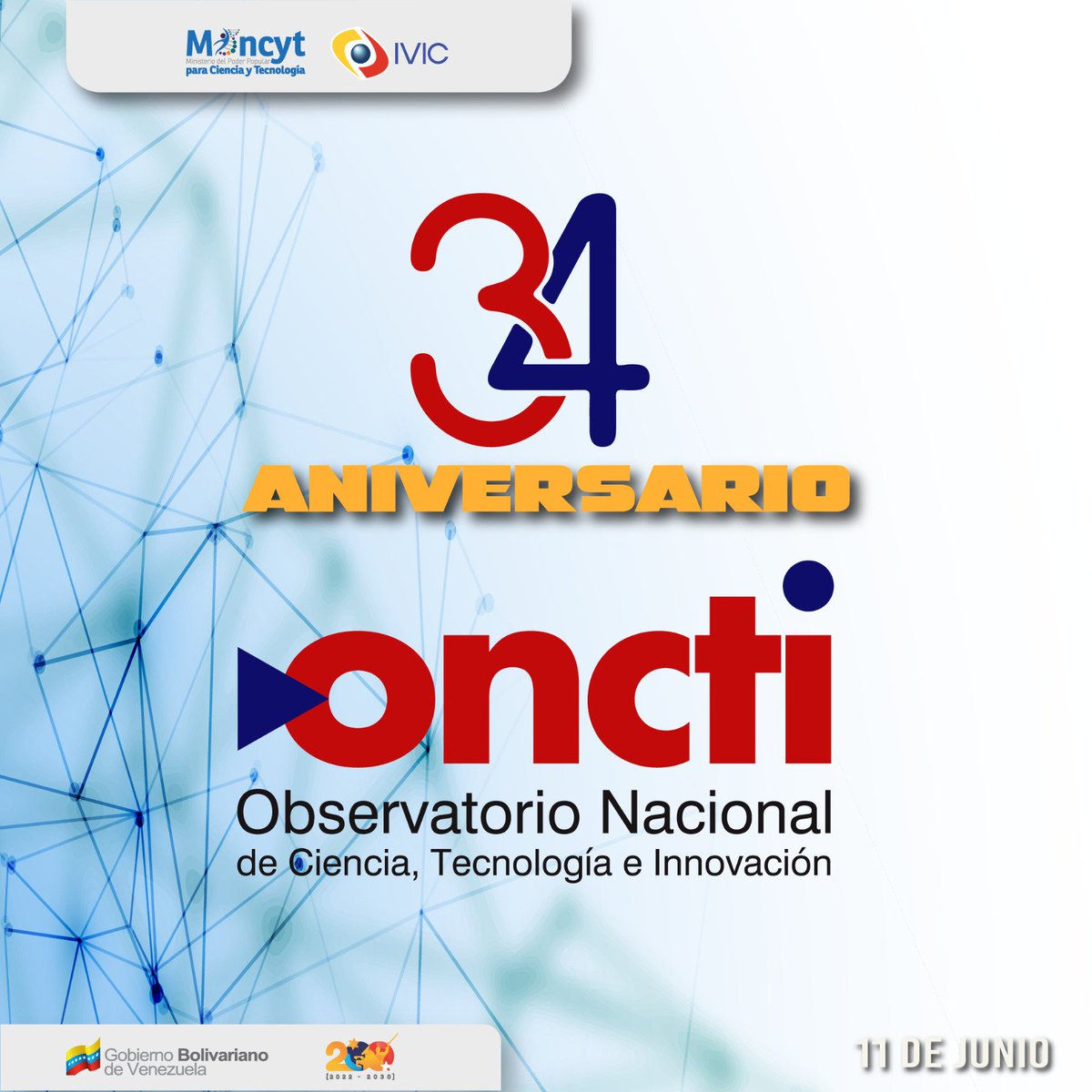 Desde el #IVIC felicitamos al Observatorio Nacional de Ciencia, Tecnología e Innovación en su 34° aniversario