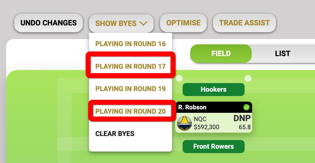 myspacelegend's tweet image. Not sure when these were added, but well done to @SuperCoachNRL for adding these tricky rounds for planning into the bye schedule