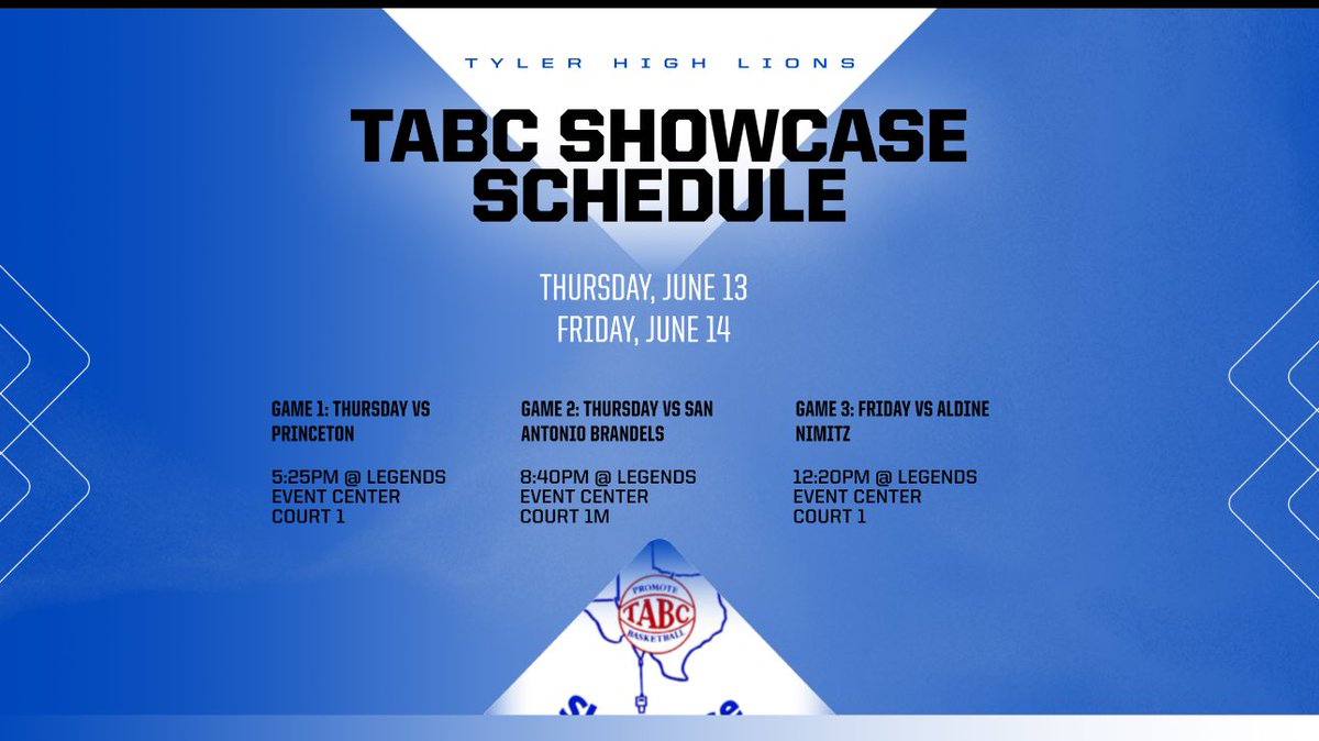 Our Lady Lions will travel to Bryan, Tx to complete in the highly anticipated TABC Showcase 🏀
#owow

⁦<a href="/TylerISD/">Tyler ISD 🏛</a>⁩ ⁦<a href="/TylerISD_Ath/">Tyler ISD Athletics</a>⁩ ⁦<a href="/J_MOtivated/">Jayme Moore</a>⁩ ⁦<a href="/PhilHicksETFS/">Phil Hicks</a>⁩ ⁦<a href="/ScoobRay93/">Bobby Reynolds</a>⁩