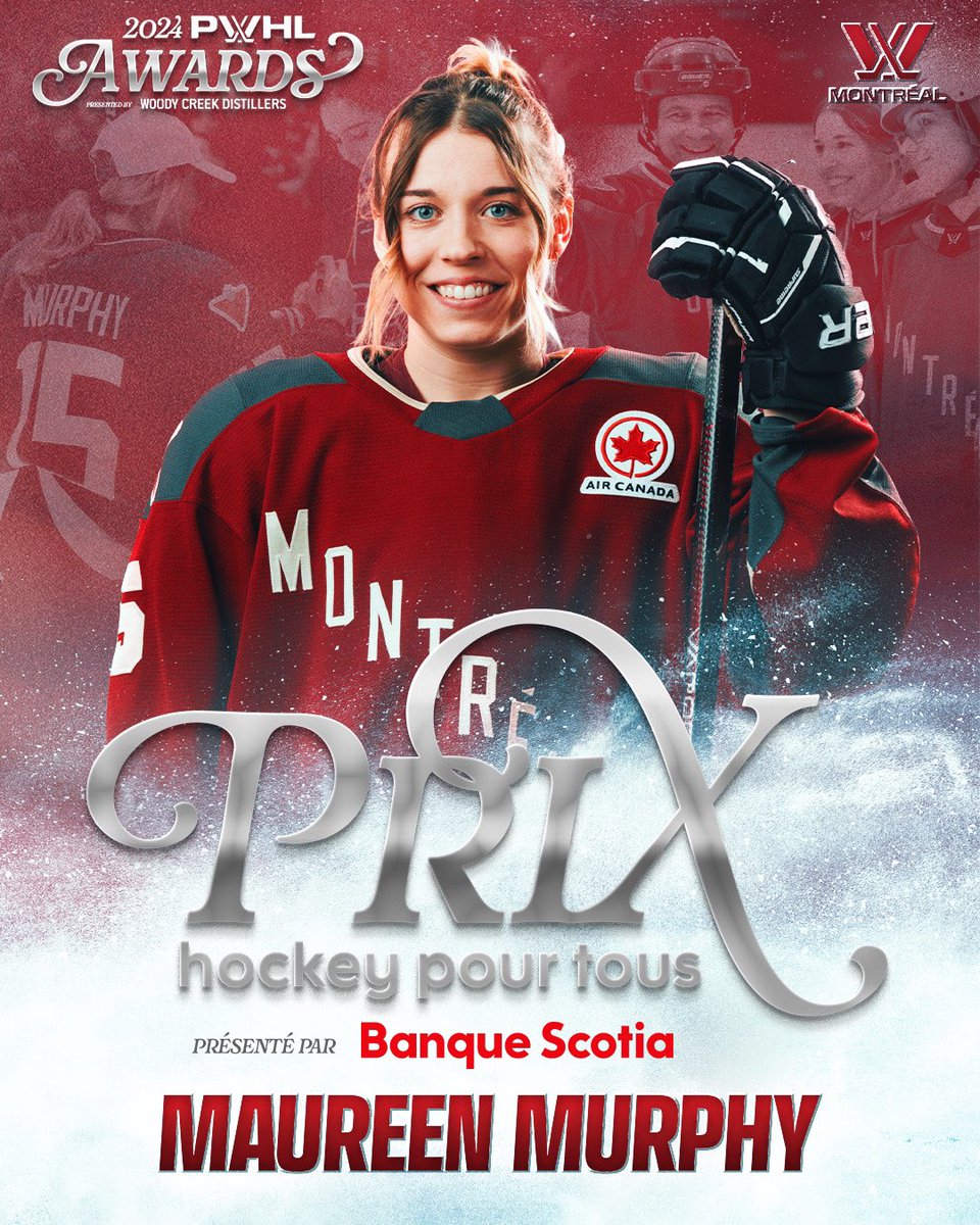 Maureen Murphy est la gagnante du prix hockey pour tous présenté par <a href="/scotiabank/">Scotiabank</a> 👏

Principalement axée sur la santé et le bien-être, Maureen fait du bénévolat pour de nombreux organismes communautaires à Montréal. Cette saison, elle a consacré près de 600 heures au bénévolat et