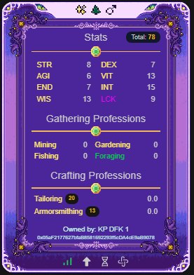 KevinPorter_DFK's tweet photo. Mythic summon from my Gen 0 pair w/ a lesser vit stone.. no advanced traits. Level-ups will be in Luck, Agi, Dex, and lesser vit crystals for HP.  #DFK  #DefiKingdoms #Mythicvibes https://t.co/Xf818gG3lF