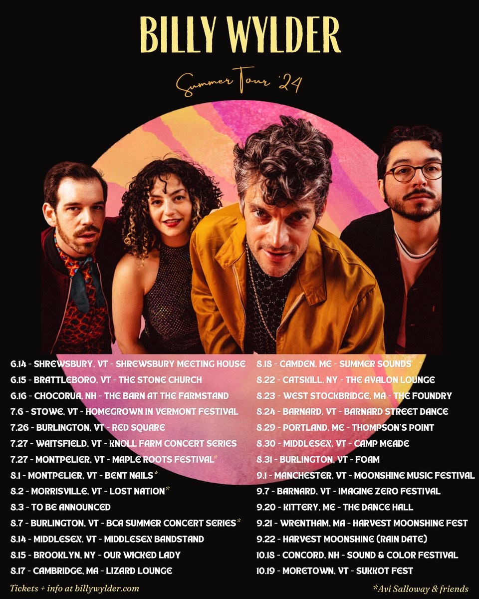 We’re kicking off SUMMER TOUR this week! 💃🏽🌎🕺🏻

Can't wait to rock it with you all! Tickets + info: billywylder.com/shows

Spread the good word and see you out there! #summertour #livemusic #cometogether