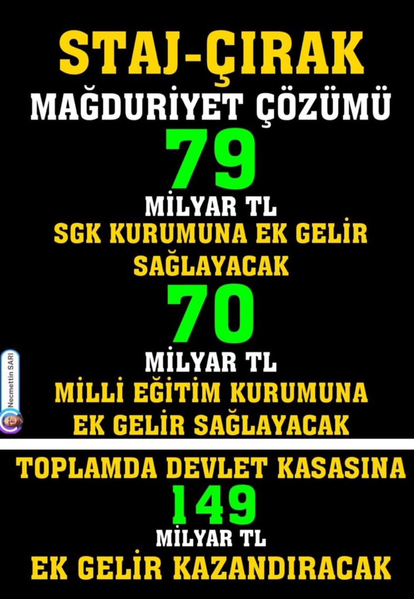 Sayın Cumhur Başkanım <a href="/RTErdogan/">Recep Tayyip Erdoğan</a>
Sayın Türkmen Beyi 
<a href="/dbdevletbahceli/">Devlet Bahçeli</a>
Sayın Cumhur Başkanı Yardımcımız 
<a href="/_cevdetyilmaz/">Cevdet Yılmaz</a>
Sayın Bakanım 
<a href="/memetsimsek/">Mehmet Simsek</a>
Sayın Bakanım 
<a href="/isikhanvedat/">Prof. Dr. Vedat Işıkhan</a>
Sayın Bakan Yardımcımız 
<a href="/AhmetAYDIN_02/">Ahmet AYDIN</a>
Çözümün adresi  Sayın <a href="/Onuronal_/">Onur Önal</a> dır.!
#Çöz3308iAl149Milyarı