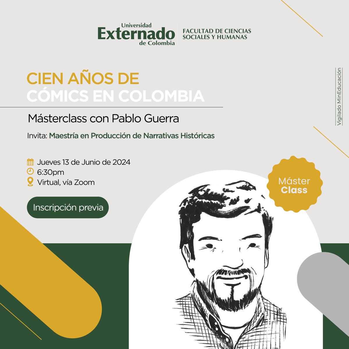 ¡Únete a nosotros este 13 de junio en esta fascinante exploración de los cien años de cómics en Colombia! 🇨🇴

Te invitamos a participar en esta Masterclass donde conversaremos con Pablo Guerra, reconocido guionista y editor.🎞️

¡Inscríbete! 

uexternado.edu.co/evento/admisio…
