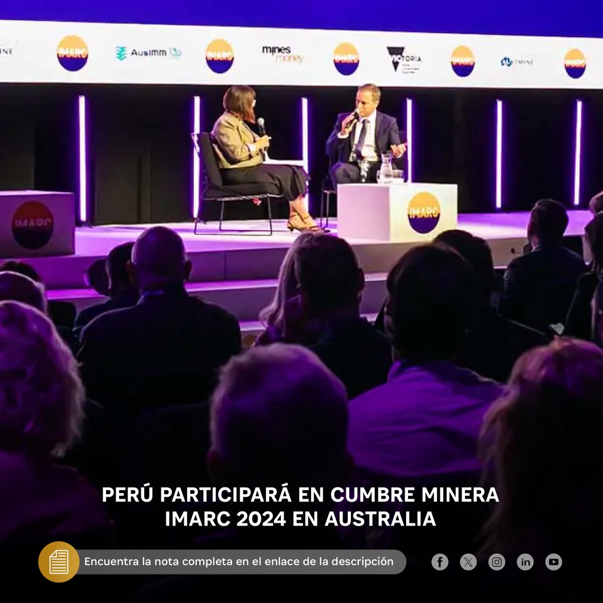 IIMPOficial's tweet image. Perú participará en cumbre minera IMARC 2024 en Australia

Entérate más aquí: 👇
ow.ly/3LNT50SfM5F

#Perú #CumbreMinera #IMARC2024 #Australia