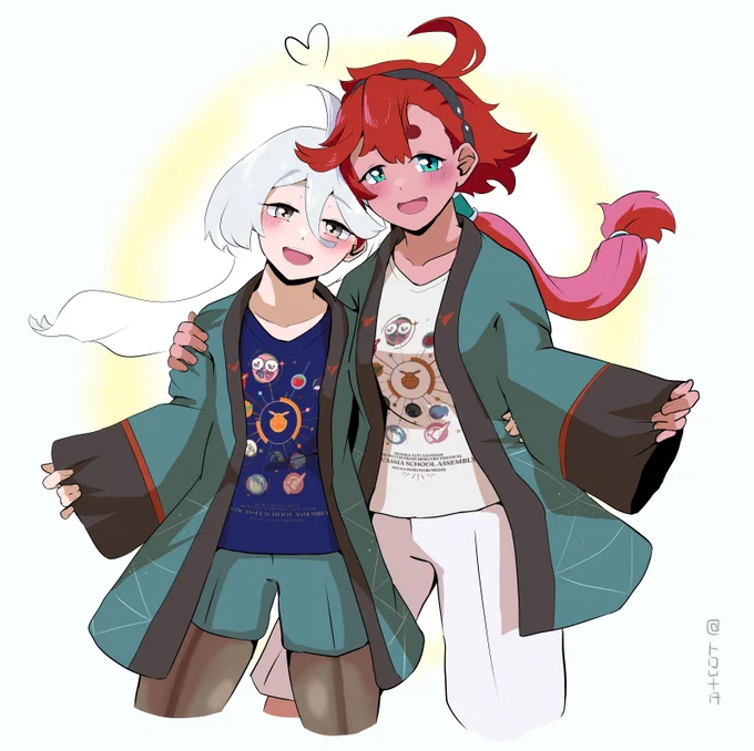 恋人の日なので学生時代スレッタちゃんと&ミオリネさん再掲#水星の魔女#スレミオ大好き 