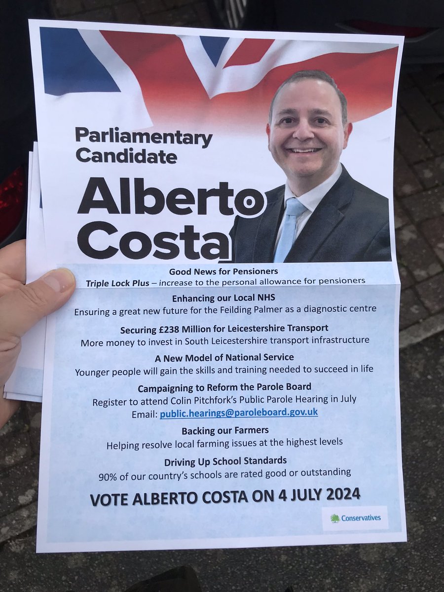Rupert_Matthews's tweet photo. It’s been a grand evening of canvassing with @AlbertoCostaMP &amp; @SLConservatives in #Lutterworth. Found plenty of @Conservatives ready to vote to re-elect their hardworking MP. 
#GeneralElection4thJuly https://t.co/d56hDnEHOe