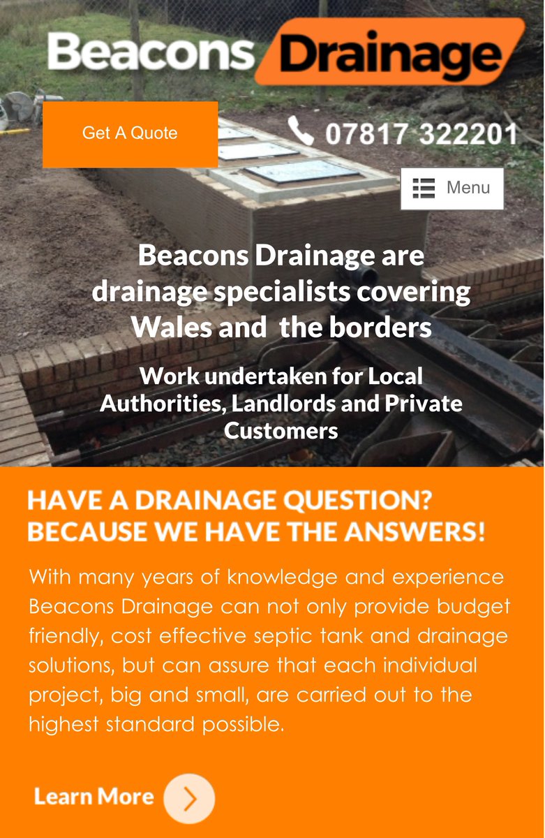 Viewwebdesign's tweet image. New website with domain &amp;amp; hosting package for the Beacons Drainage in Brecon #websitedesign #thankyou #madeinwales