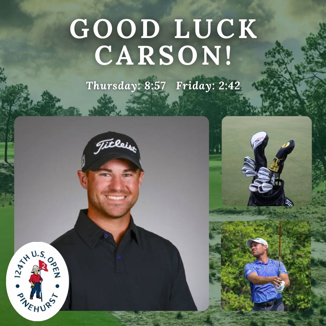 Good luck to our own <a href="/CarsonSchaake1/">Carson Schaake</a>  this week at the US Open ⛳ 
Carson's Tee times:  Thursday: 8:57 ET Friday: 2:42 ET  
Make us proud!