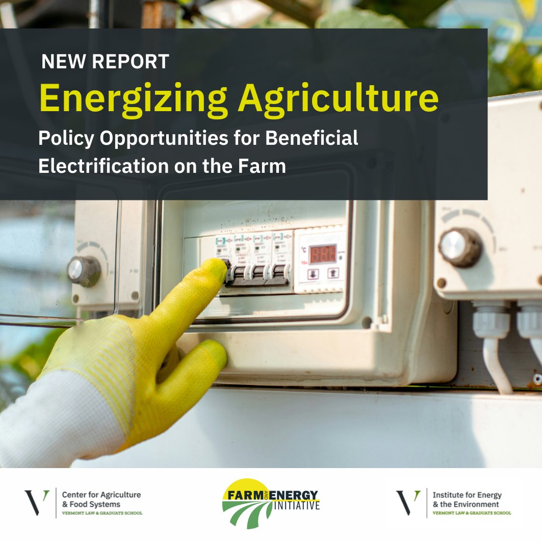 Moving from fossil fuels to electric technologies on farms can reduce greenhouse gas emissions, benefit the electric grid, and cut energy costs for consumers and utilities, according to a new report. Read the release &gt;&gt; vermontlaw.edu/news-and-event…