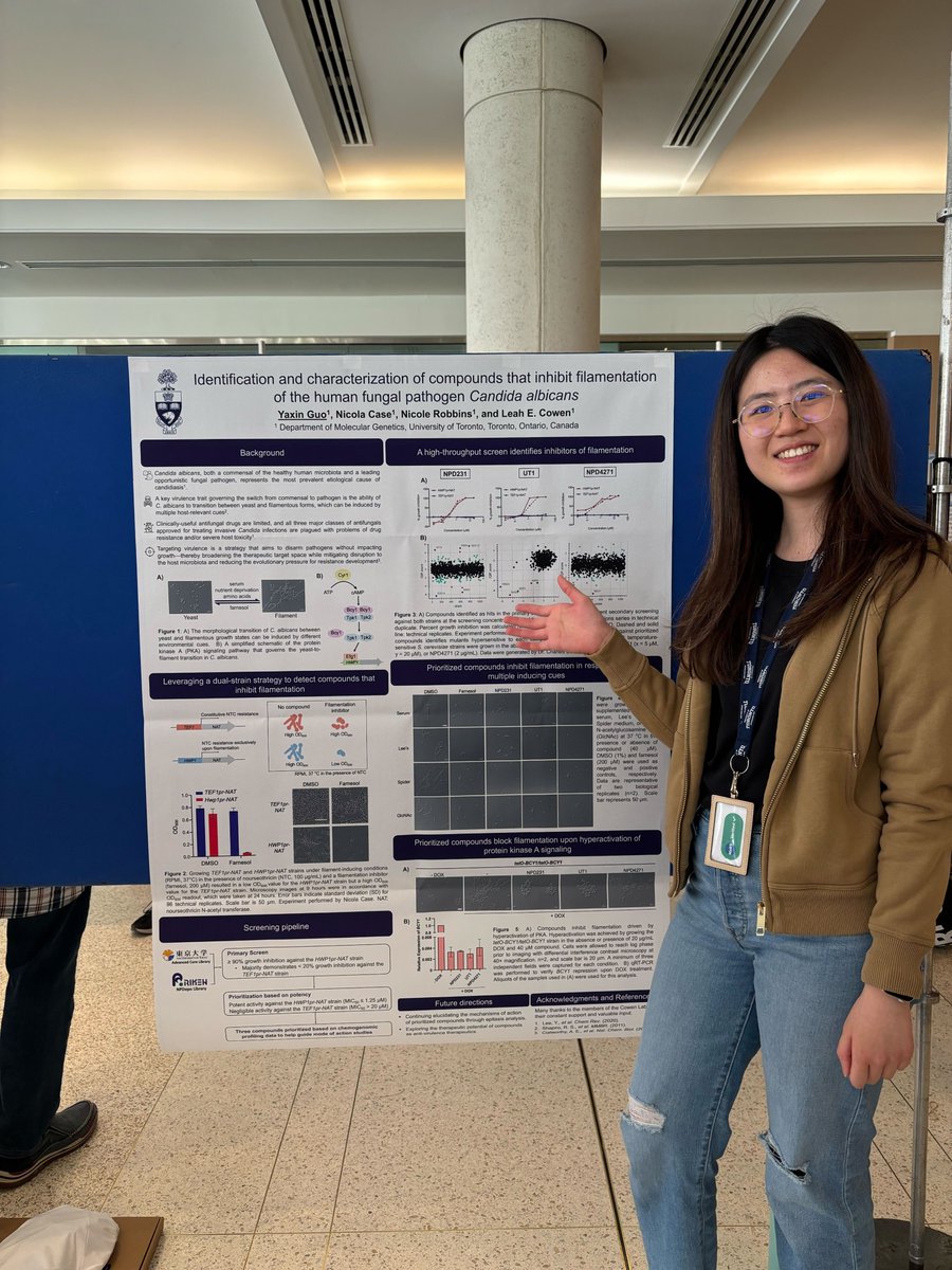 CowenLab's tweet image. Some of our talented trainees @UofTEPIC 2024 Microbiology and Infectious Diseases Research Day highlighting some of our chemical biology projects focused on characterizing novel antifungal compounds