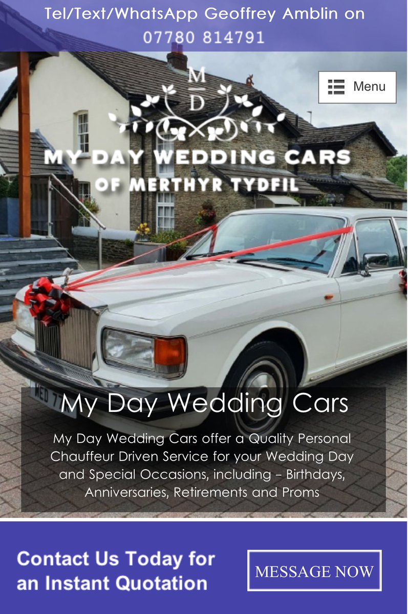 Viewwebdesign's tweet image. New website with domain &amp;amp; hosting package for My Day Wedding Cars #websitedesign #thankyou #madeinwales