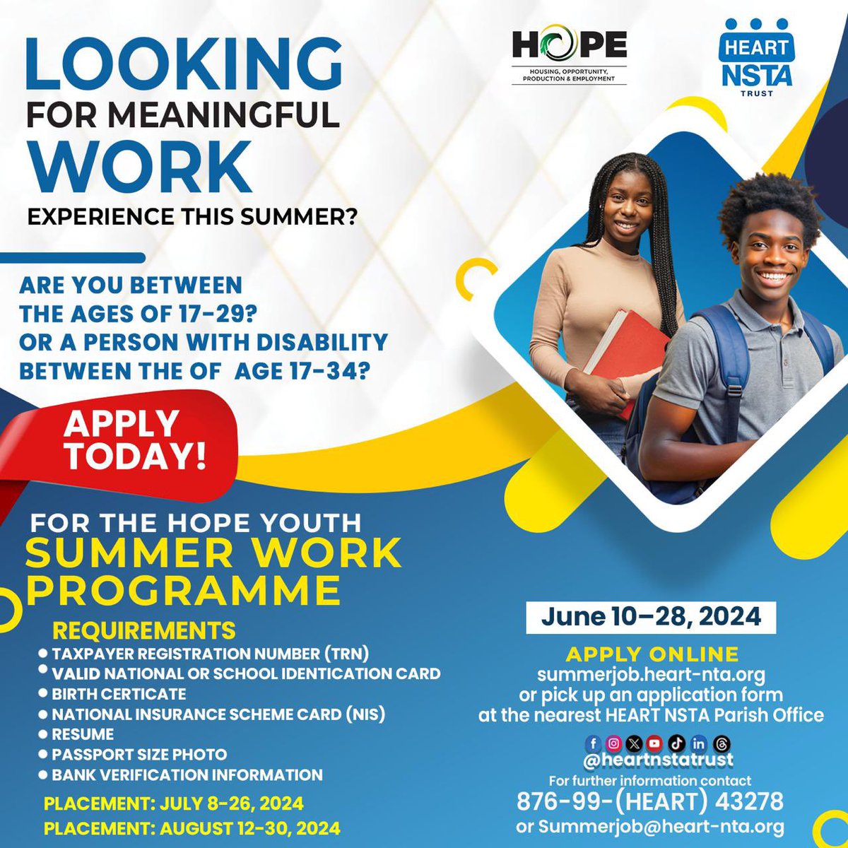 Applications are now open for the 2024 HOPE Youth Summer Work Programme. Unlock your potential this summer with hands on work experience and personal growth opportunities. 🚀