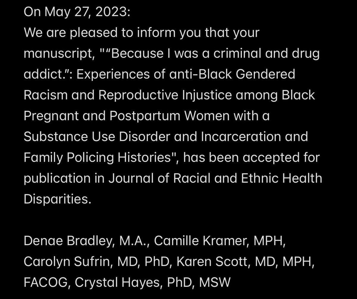Very grateful &amp; honored to have supported  <a href="/DenaeBradley01/">Dr. Denae Bradley</a> to manifest this work.  Many thx to <a href="/cbsufrin/">Jailcare</a> for inviting me to serve as a study mentor &amp; co-author with your incredibe <a href="/ARRWIP/">ARRWIP</a> team #CamilleKramer #CrystalHayes 
#IntersectionalSystemsofOppression
#BlackLivesMatter